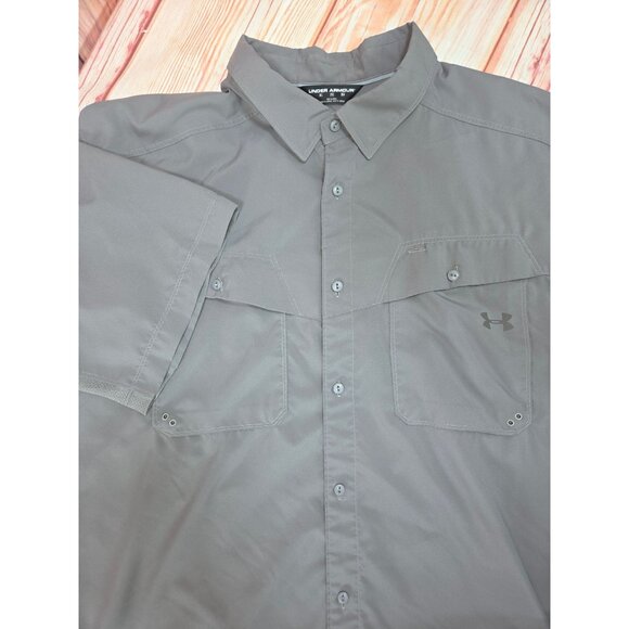 Under Armour Mens Short Sleeve Fishing Shirt 3XL Gray - Picture 4 of 7